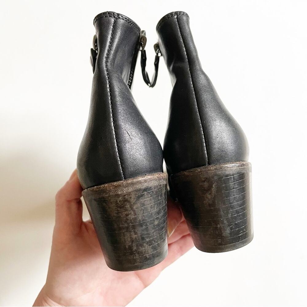 AGL Black Leather Double Zipper Ankle Bootie - Picture 4 of 9
